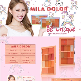 MC5020 Mila color พาเลทอายแชโดว์ พร้อม บลัชออน🍑 โทน ส้มพีช 🍑 ส้มอิฐ สีสวยน่ารัก 🍑