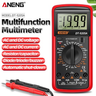 Aneng DT9205A มัลติมิเตอร์ดิจิทัล AC/DC ทรานซิสเตอร์ทดสอบไฟฟ้า esr NCV ทดสอบมิเตอร์ มืออาชีพ อนาล็อก ช่วงอัตโนมัติ