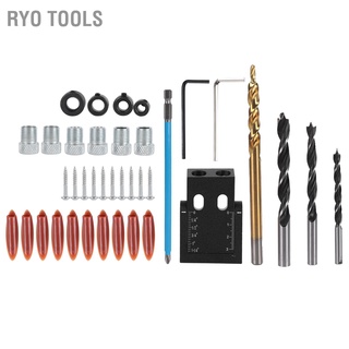 Ryo Tools อุปกรณ์เครื่องมือสว่านเฉียง 15 องศาสําหรับงานไม้ 38ชิ้น