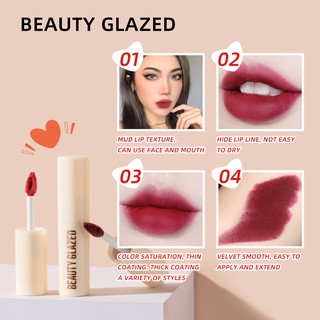 Beauty Glazed เครื่องสําอางลิปสติกเนื้อแมทกันน้ําติดทนนาน 12 สี