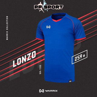 เสื้อฟุตบอลคอวีแขนสั้นสีน้ำเงิน Football Warrix LONZO WA 1558 Size S-3L