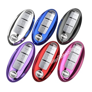 เคสรีโมทรถ นิสสัน (TPU Key Cover with Colorful PC Push button Guard)  Nissan 14 Generation ทุกรุ่น Keyless