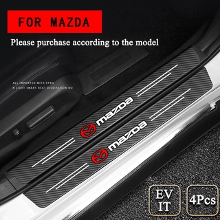 4Pcs คาร์บอนไฟเบอร์ประตูสติกเกอร์สำหรับ MAZDA 2 3 6 Atenza Axela Demio CX3 CX5 CX4 CX30 CX8 MP MS RX8