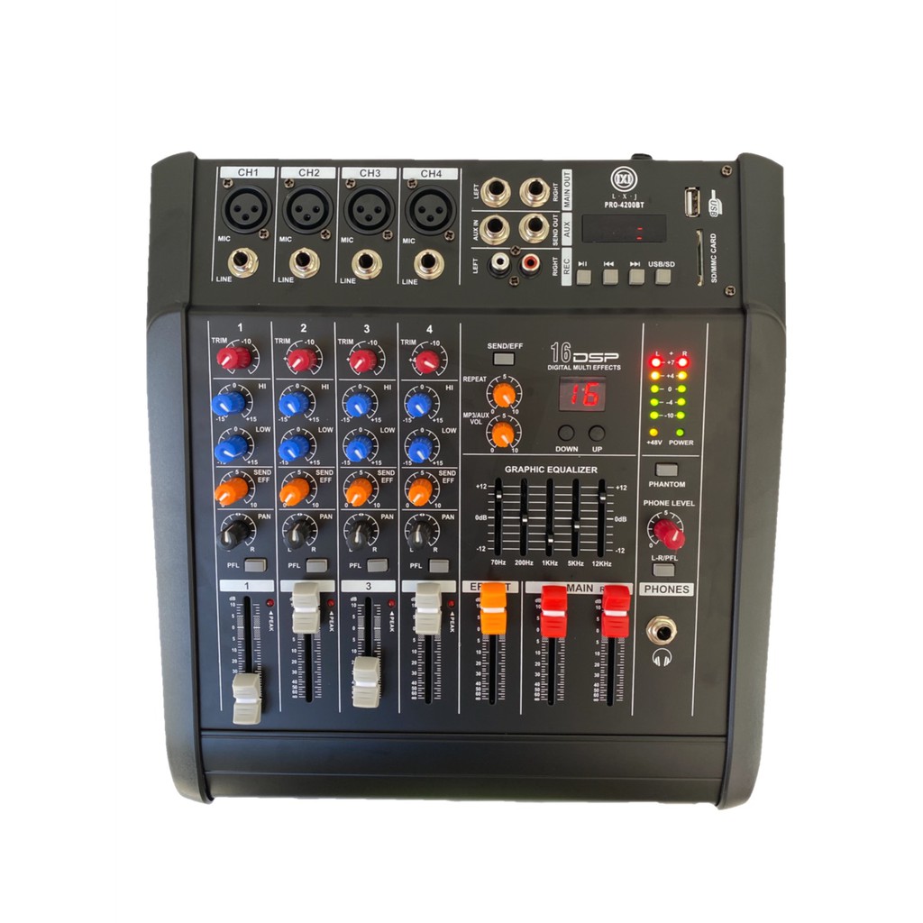 LXJ เพาเวอร์มิกเซอร์ ขยายเสียง500วัตต์ MRS 4CH BLUETOOTH USB/SD CARD EFFECT 16DSP รุ่นไหม่LXJ PRO-42