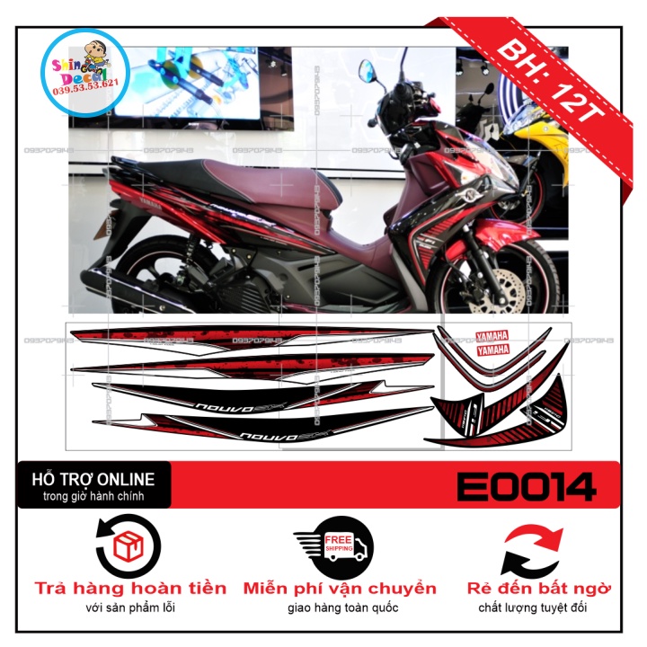 NOUVO SX ZIN สติ๊กเกอร์ติดรถยนต์สีแดงและดํา -- SHIN DECAL 2