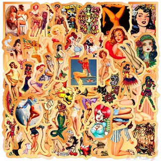 ❉ Retro Beauty Series 03 European Pin-up Girls สติ๊กเกอร์ ❉ 50Pcs/Set Waterproof Fashion DIY Decals Doodle สติ๊กเกอร์