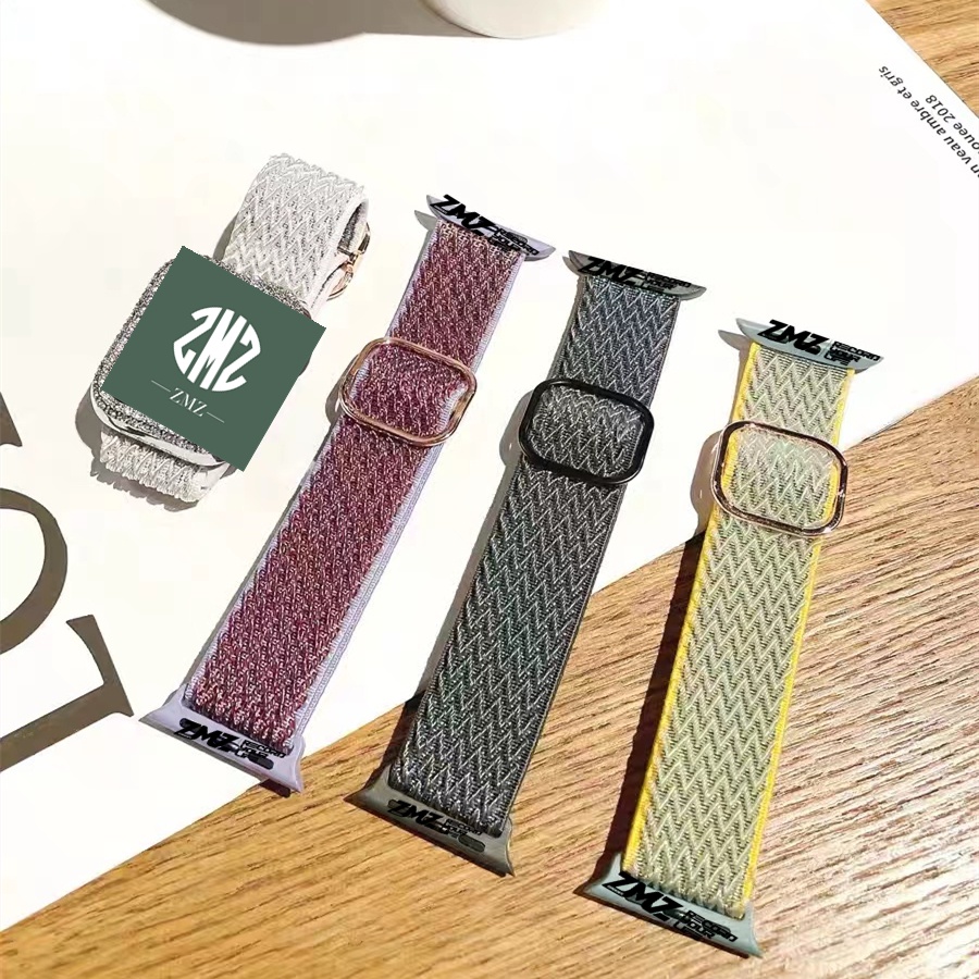 Nสายผ้า Nylon พร้อมตัวล็อคแบบเข็มขัด สายปรับง่าย ใช้ได้กับ Smart watch รุ่น 7 6 5 4 3 2 watch Size 38/40/41/42/44/45mm