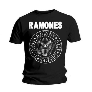 คอลูกเรือเสื้อยืดคอกลมเสื้อยืด พิมพ์ลาย The Ramones สไตล์ฮิปฮอป สําหรับผู้ชายผ้าฝ้ายแท้