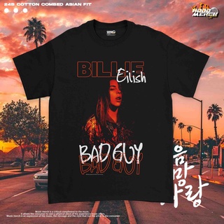 Tshirtคอลูกเรือcrew neckBillie Eilish - Bad Guy Merch / Music เสื้อยืดลําลองสําหรับ Unisex แขนสั้นคอกลมพิมพ์ลาย Gildan /