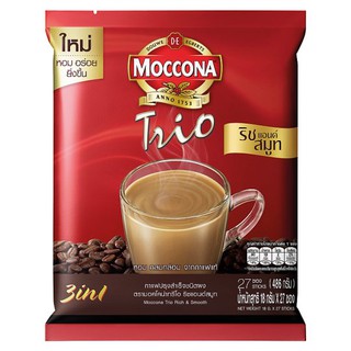 มอคโคน่า ทรีโอ ริชแอนด์สมูท 3in1 กาแฟปรุงสำเร็จชนิดผง (18กรัมx27ซอง) Moccona