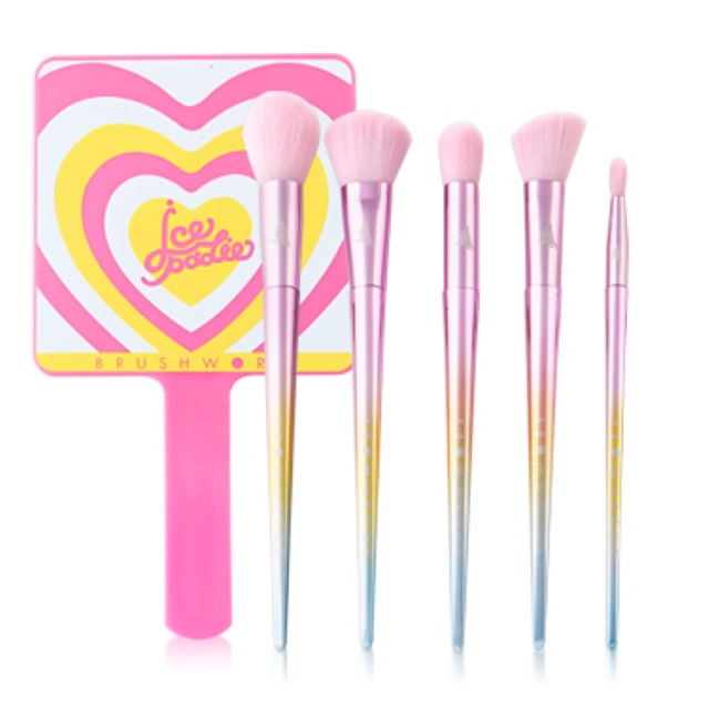Brushwork With Ice Padie Set (Brush 5pcs + Mirror 1pcs) เซ็ตแปรงคอนทัวร์ ไฮไลต์ ขนนุ่ม