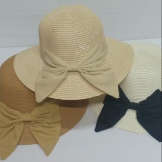 👒 มีของพร้อมส่ง 👒 หมวกสานสไตล์เกาหลีมีโบว์คาดกลาง