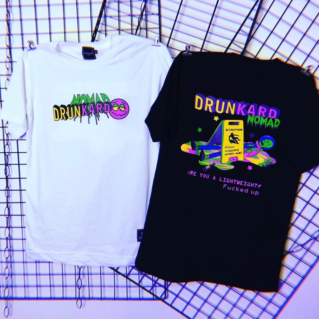 ﹍NOMAD🔥เสื้อยืดสกรีนลายแนวสตรีท DRUNKARD 🔥  เสื้อผู้ชาย/ผู้หญิง ผ้าคอตตอน1001