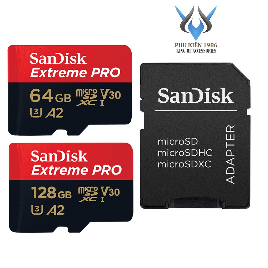 Sandisk Extreme Pro 64GB / 128GB A2 V30 U3 R170MB /s W90MB /s การ ์ ดหน ่ วยความจํา ( สีดํา )