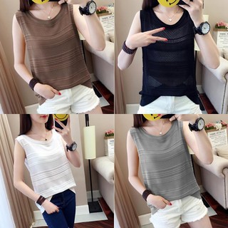 [ล้างสต็อค 79 บาท] เสื้อแขนกุด กึ่่งไหมพรม 4 สี พร้อมส่ง!!!