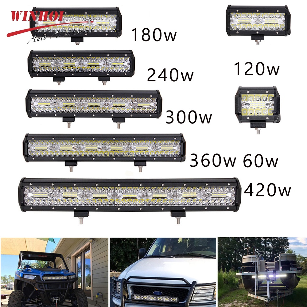 4x4 Off Road LED Light Bar 420W 360W 300W 240W 180W 120W Bright Beam Flood Spotlight Work Light for 