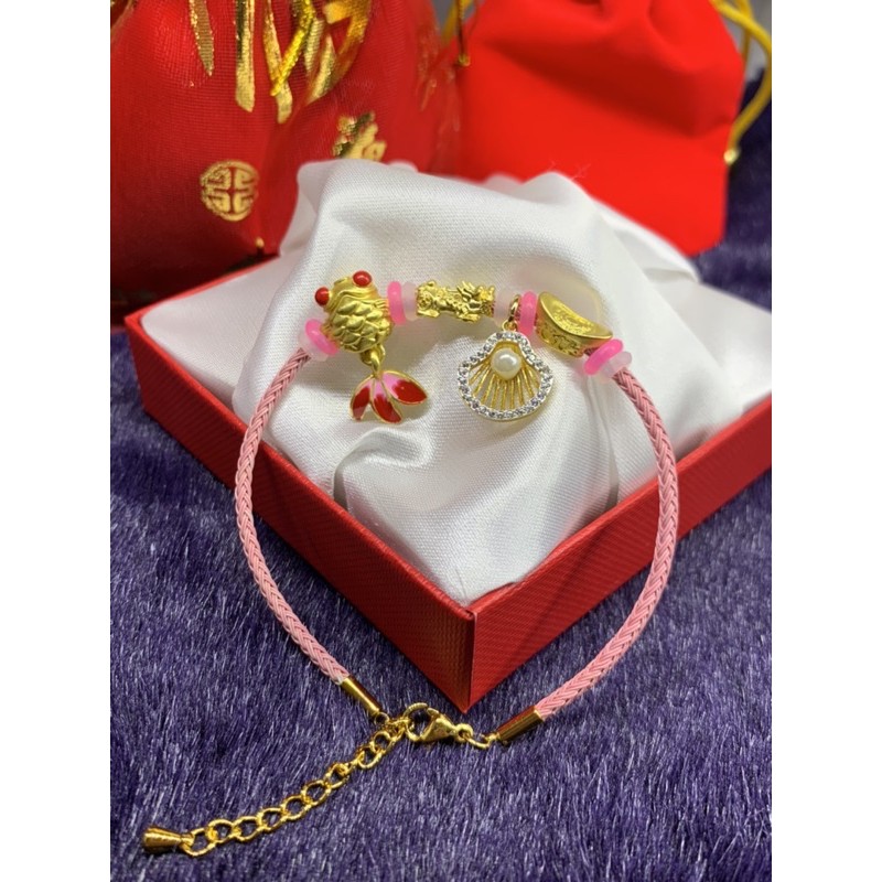 สลิงสี+ปี่เซียะทองแท้99.99%+แพนโดร่า น้ำหนัก0.1-0.3กรัม พร้อมใบรับประกัน(B019)