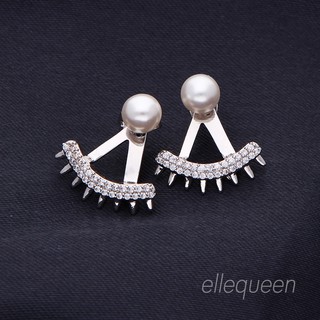 ElleQueen เครื่องประดับต่างหูเพชรสไตล์มินิมอล ประดับมุก