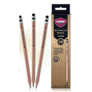 master art pencil ดินสอ ดินสอไม้ ดินสอดำ 2B แพ็ค 12 แท่ง คละสี มาสเตอร์อาร์ต