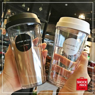 แก้วกาแฟ Tumbler พลาสติกใสหนา 2 ชั้น สไตล์เกาหลี