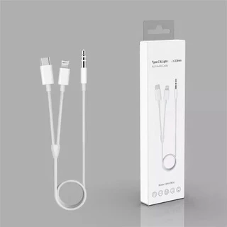 สายJack AUX Type-C & i To 3.5mm Aux Audio Cable ตัวแปลง รุ่น JH-CM32 สีเยบช่องAUXของลำโพงหรือเครื่องเสียงติดรถยนต์ได้