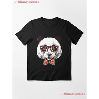 Funny Hipster Panda Essential T-Shirt เสื้อยืดแขนสั้น overside เสื้อยืดผู้หญิง เสื้อยืดผู้ชาย เสื้อยืดพิมพ์ลาย เสื้อยืดแ