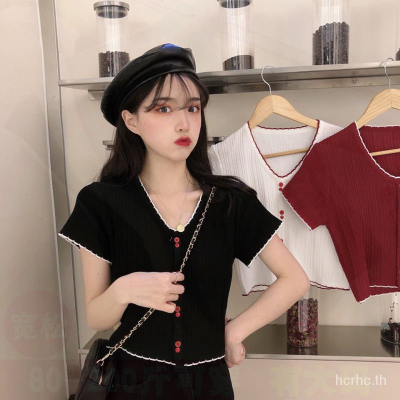 ผ้าไหมน้ำแข็งขนาดใหญ่Tเสื้อนักเรียนหญิงแขนสั้นเกาหลีหลวมinsเสื้อถักน้ำ ...