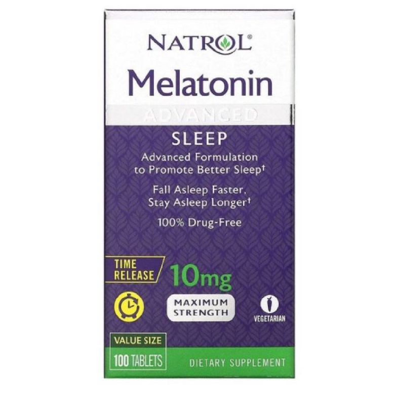 🇺🇸พร้อมส่งทันที🇺🇸‼️Melatonin Sleep, Time Release, 10 mg, 100 Tablets