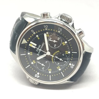 นาฬิกามือสอง ของแท้ JeanRichard Chronoscope Ref 25022 auto chronograph ขนาด หน้าปัดดำพิมพ์พรายน้ำขีด