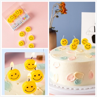 5pcs INS birthday gift candle smiley face cake decoration birthday cake decoration