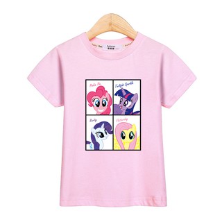 เสื้อยืดลําลองสําหรับเด็กผู้หญิงผ้าฝ้ายแขนสั้นลาย My Little Pony