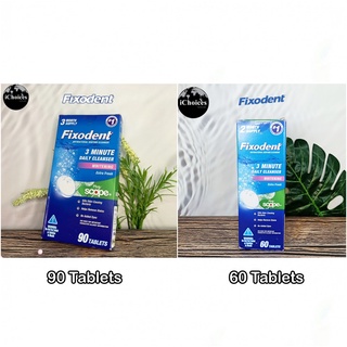 เม็ดฟู่ ทำความสะอาดฟันปลอม รีเทนเนอร์ Fixodent® 3 Minute Denture Cleanser Whitening, Extra Fresh Plus Scope