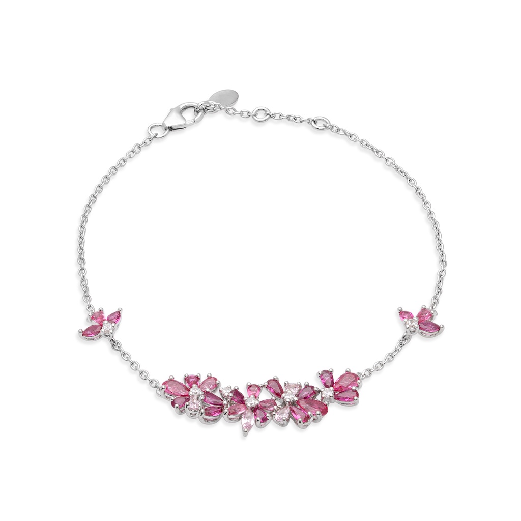 Lory Jewellery Valentina Flower Bracelet B21001 Siamite #1554 Silver 925