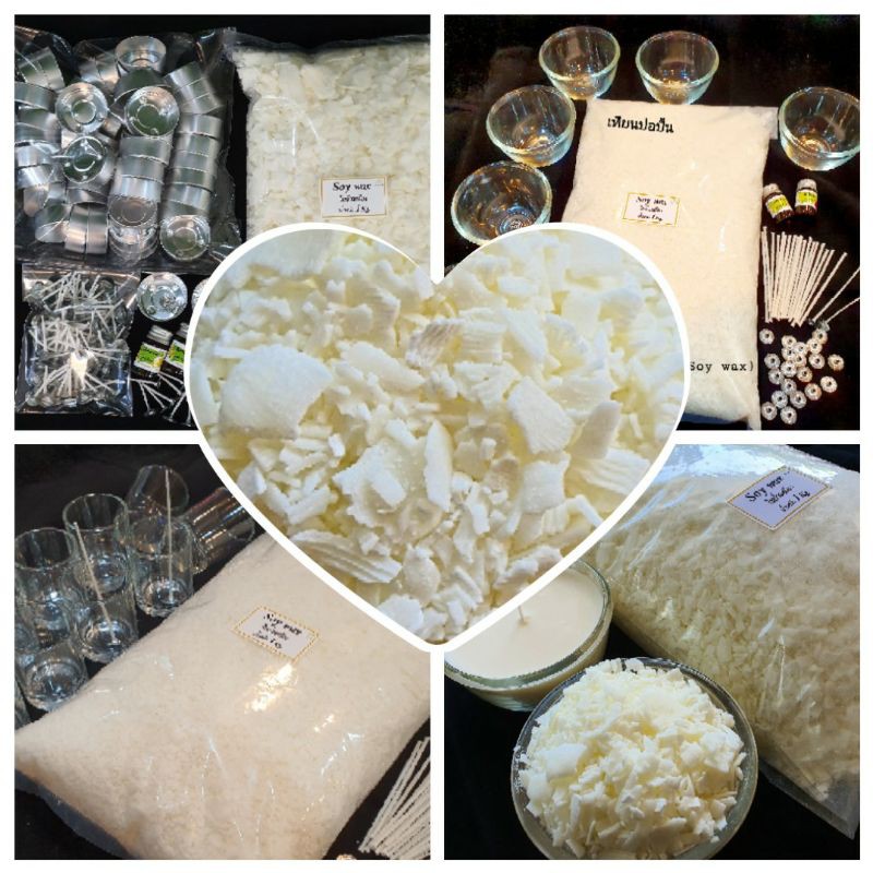 ชุดทำเทียนไขถั่วเหลือง Soy wax [1Kg.] -Candle making Kit-พร้อมอุปกรณ์ทำเทียนครบชุด ส่งทันทีรับ1-2วัน งานDIY.-ชุดเดียวจบ
