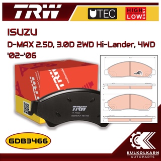 ผ้าเบรคหน้า TRW สำหรับ ISUZU D-MAX 2.5D, 3.0D 2WD Hi-Lander, 4WD 02-06 (GDB3466)