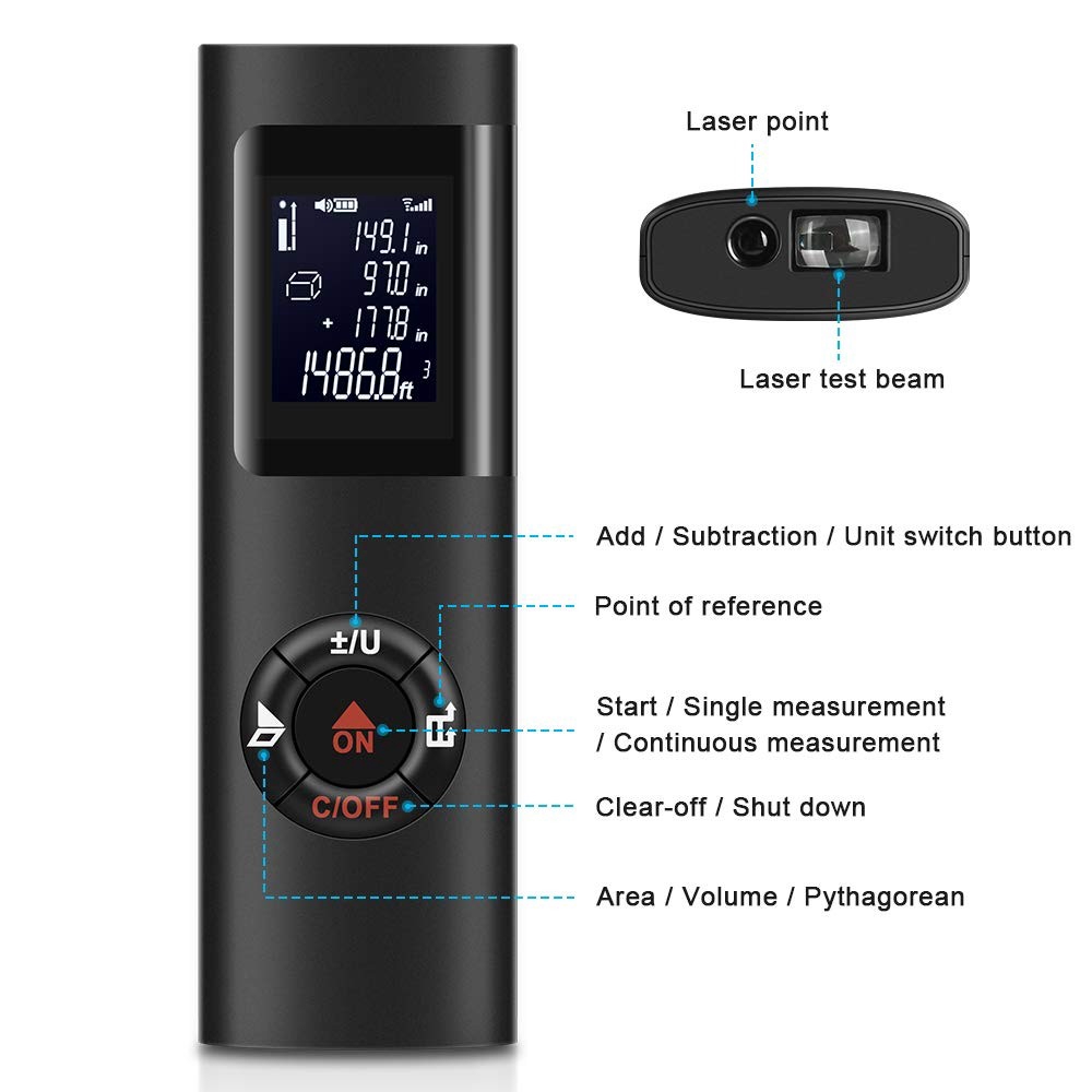 Portable Mini 40M Handheld Smart Digital Laser Distance Meter Range Rangefinder