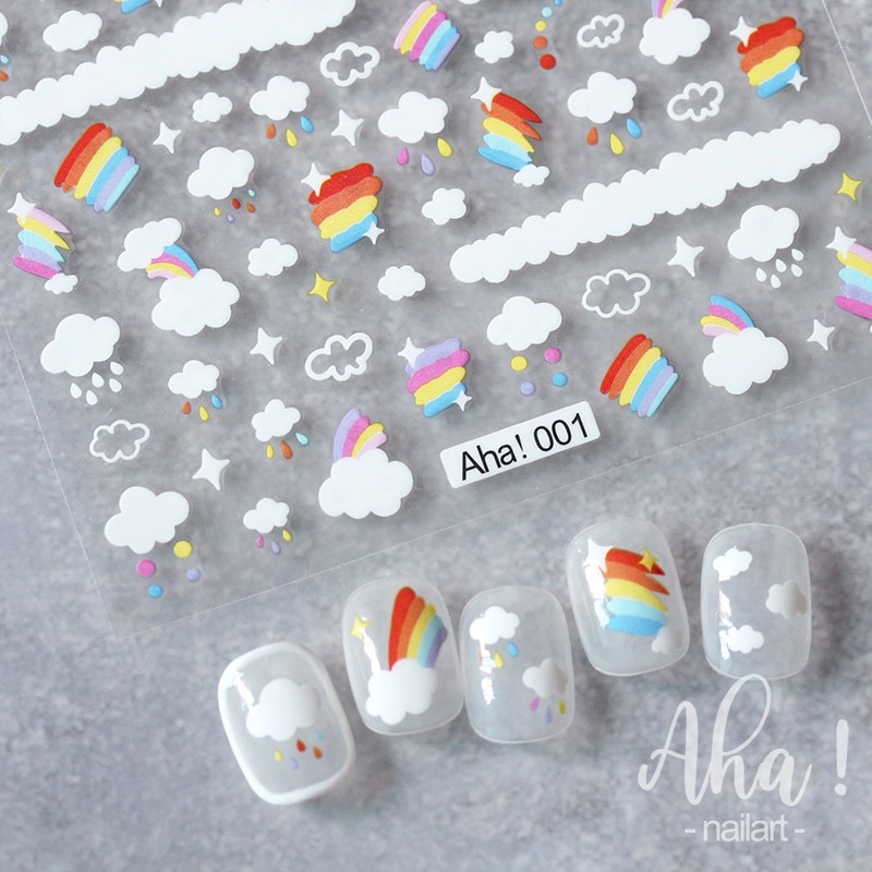 สติกเกอร์ติดเล็บลายเมฆรุ้งน่ารักมากได้มาไม่เยอะไม่ต้องเพ้นส์ให้เมื่อย ราคาถูก Shopee Lazada