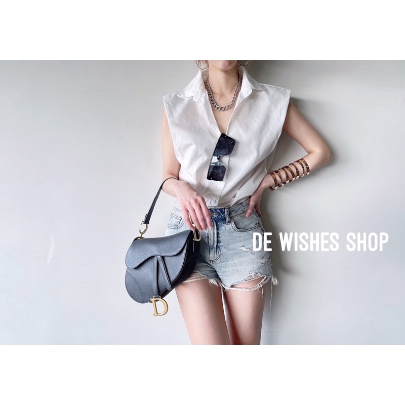 Dewishes ❤️‍🔥Best Seller‼️เสื้อเชิ้ตแขนกุด คอปก ไม่เสริมบ่า