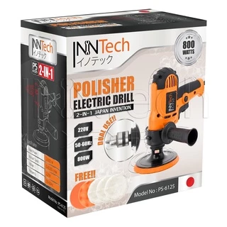 InnTech เครื่องขัดสีรถยนต์ ขนาด 5 นิ้ว 800W + สว่าน 2 IN 1 รุ่นใหม่ 2 ฟังก์ชั่น แถมฟรี! ผ้าขนแกะขัดสี ฟองน้ำขัดสีครบชุด