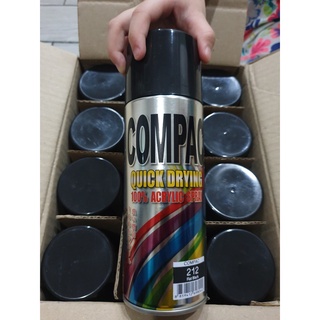 COMPAC สีสเปรย์อะครีลิค (สีดำ ) 100% 400cc สีสเปรย์คอมเเพค สีกระป๋อง สีดำ (1กระป๋อง)