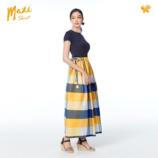 Papillon Woman Maxi Skirts กระโปรงยาวทรงแมกซี่ ผ้าทอลายผ้าขาวม้าไทย