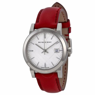 Burberry Womens Watch Red Leather Strap BU9129