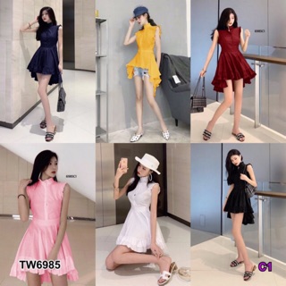 GN6985 **รบกวนสอบถามก่อนสั่งซื้อจ้า** มินิเดรสแขนกุดระบาย