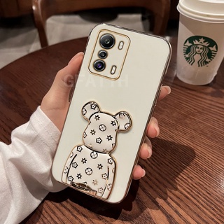 New เคสโทรศัพท์ Infinix Zero 5G / Zero X Pro / ZeroX / Zero X Neo Fashion Plating Cute Retro Bear Bracket Soft Case Cover เคส Infinix ZEROXPRO Camera Lens Protection