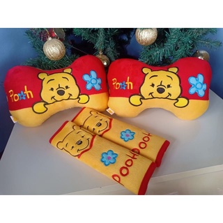 setหมอนรองคอ+ที่หุ้มเบลล์ในรถยนต์ลายหมีพูห์Pooh