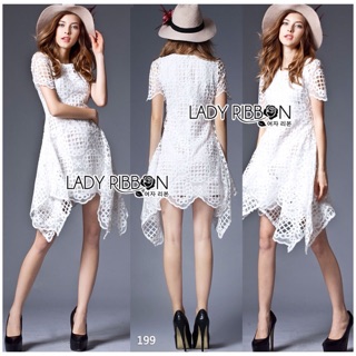 เดรสขาวปักฉลุลายเก๋ ผ้าTulle100% Free ems