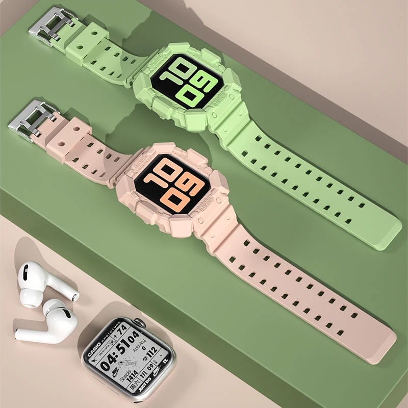 เคส Tpu สากล 45 มม. 41 มม. + สายคล้อง สําหรับ Apple Watch Band / สายนาฬิกาใส สร้างสรรค์ สําหรับ iwatch Series เคส