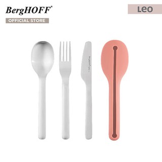 BergHOFF ชุดช้อนส้อมมีดแบบพกพาสแตนเลสสตีล  รุ่น Leo พกพาสะดวก 19 x 5 x 2.5 ซม. สีชมพู 3950130