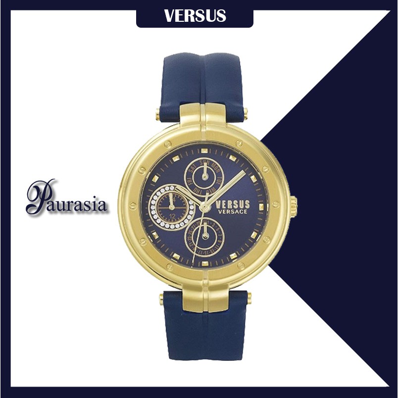 [ของแท้] Versus by Versace นาฬิกาข้อมือ ผู้ชาย รุ่น VERSUS VSP500-218 BELLVILLE D/BLUE DIAL STRAP SS