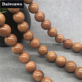 Gold Sand Stone Beads ทองทรายหินลูกปัดรอบ 4-12 มิลลิเมตรพลอยหลวม Spacer DIY สำหรับเครื่องประดับต่างหู